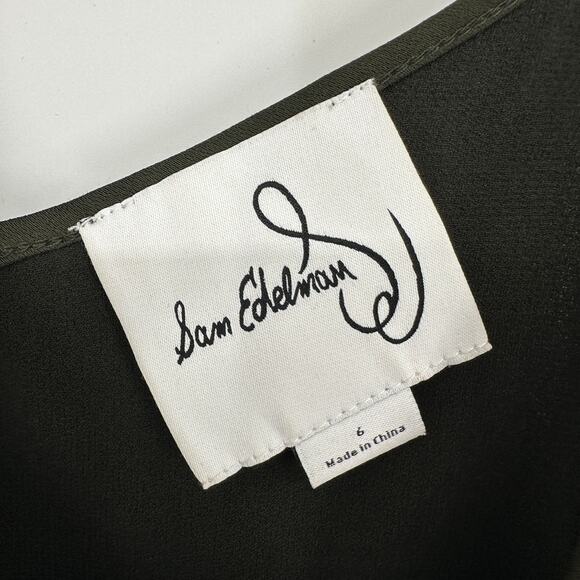 Sam Edelman Green Satin Spaghetti Strap V Neck Womens Midi Slipdress Sz 6 - Picture 7 of 7